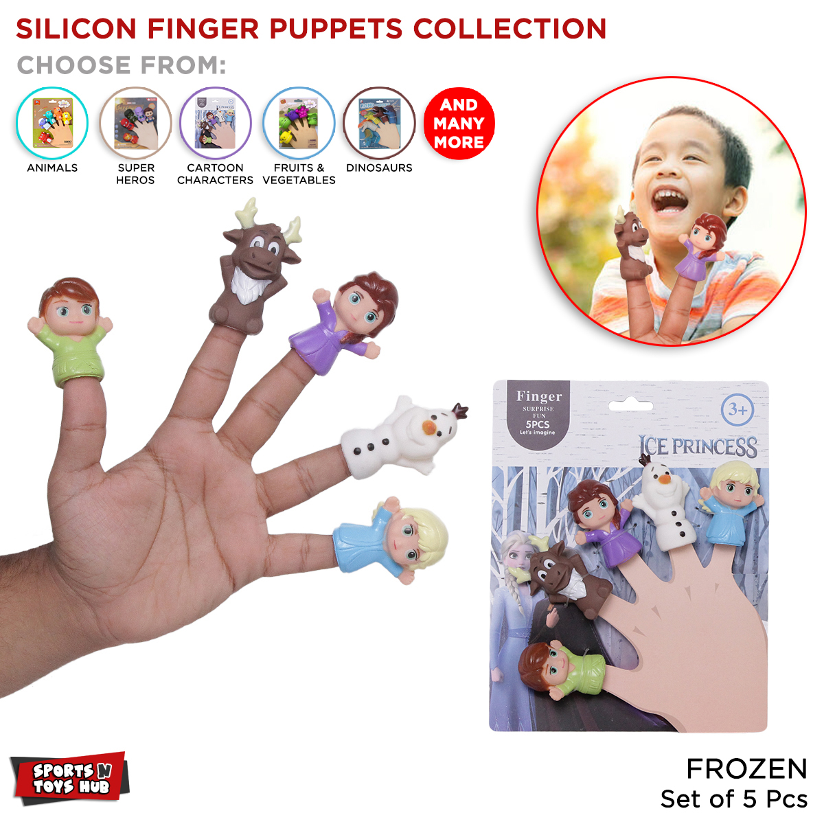 Pack of 5 Finger Puppets For Kids Hand Puppet Animal Learning Toy ...