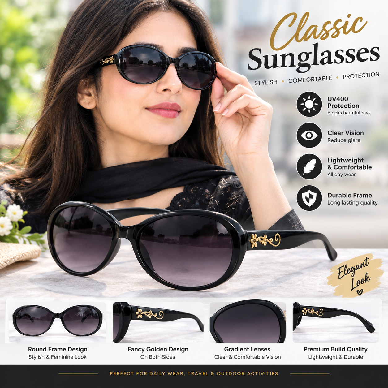 Large Women Sunglasses Black Ladies Over size sun glasses