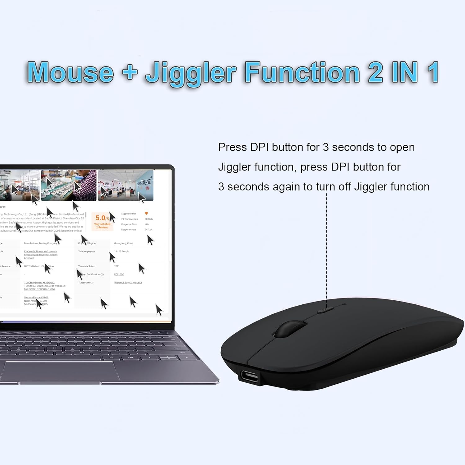 HP W10 Wireless Rechargeable Mouse With RGB Lights Adjustable DPI Silent Click With Ultra Thin