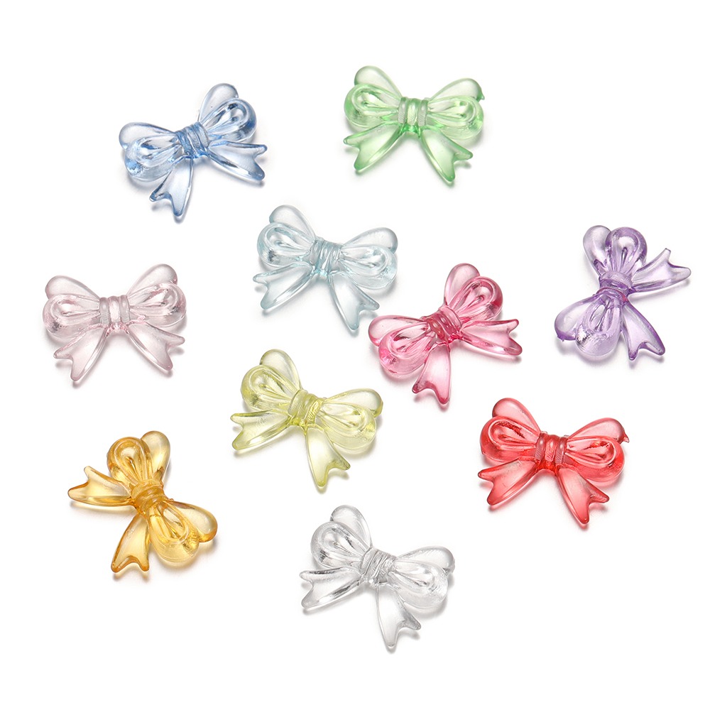 50/20pcs Acrylic Transparent Bow Beads 15×18mm | Cute Bow Charm for DIY Jewelry Making