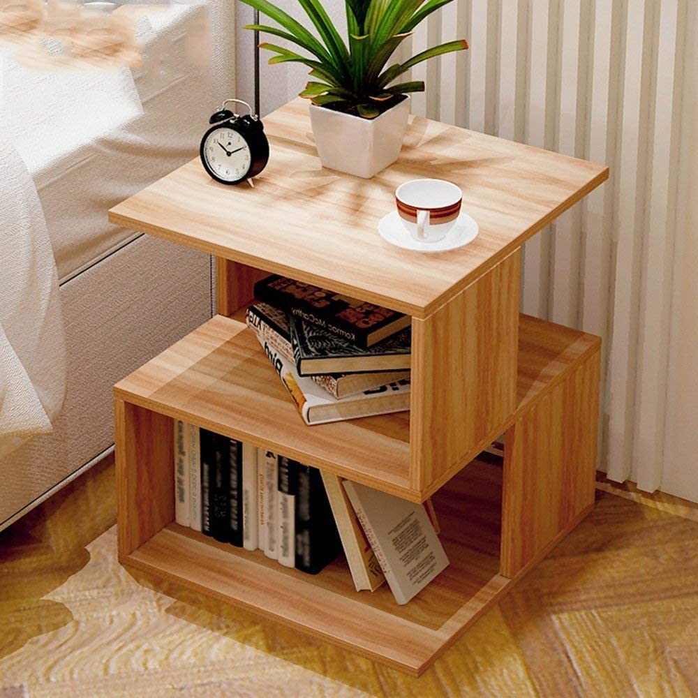 Side Table Bedside table small Coffee table with Storage Shelf Bookcase Storage Side Table