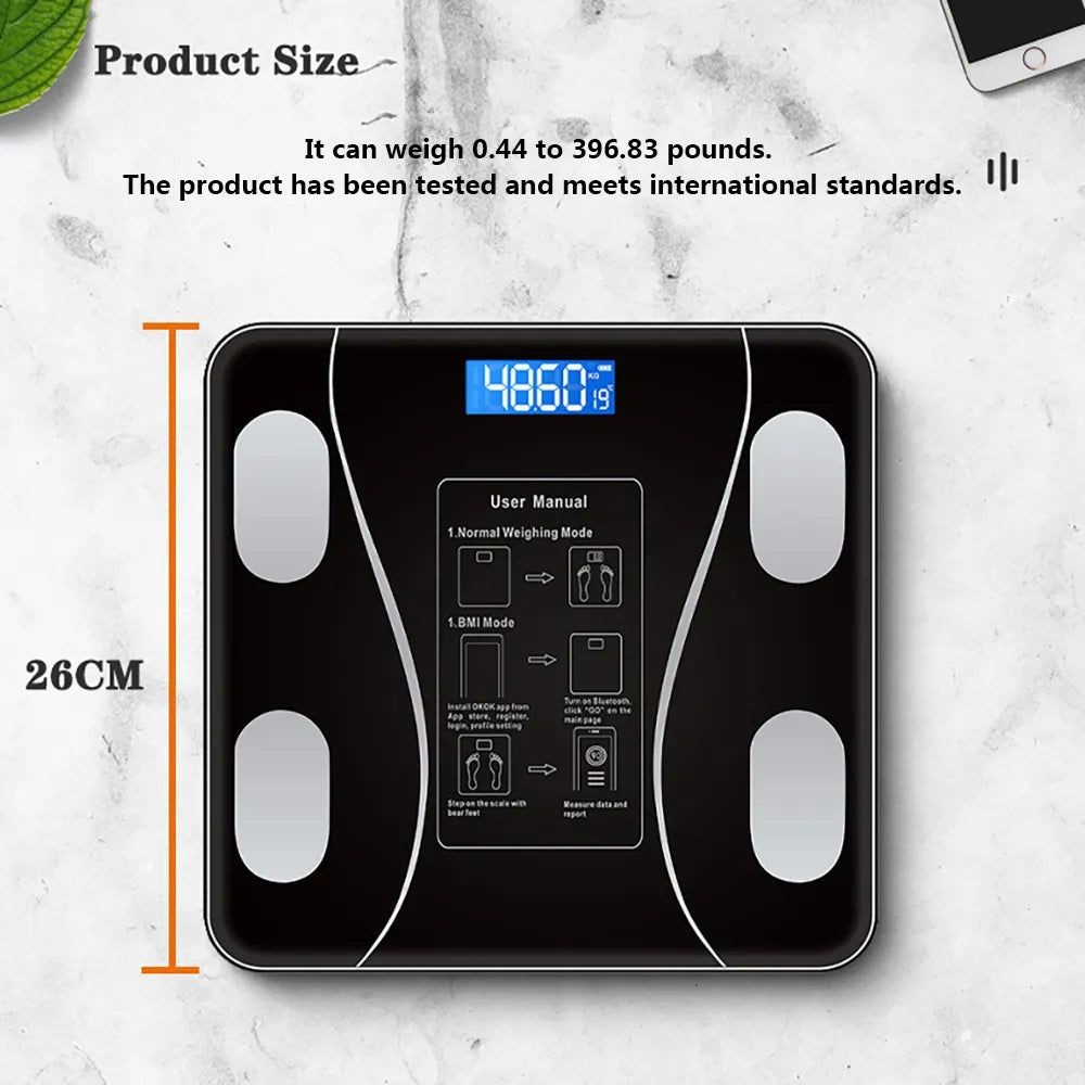 Smart Digital Body Weight Scale 180KG Bluetooth Electronic Weighing Scale with App Sync for Household Use - Accurate Body Fat & BMI Measurement, Bathroom Balance Scale
