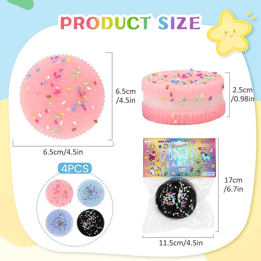 Taba Squishy Fidget Toys,Cookie Taba Squishy Toys,Ultra-Soft Stress Relief Toys for Kids Adult,Sensory Toys with Cute Design,Anxiety Relief Party Favors