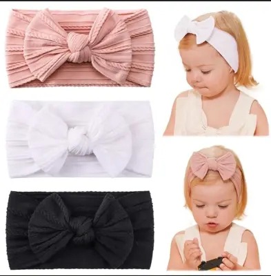 Headwrap Newborn Baby Headband For Girls Elastic Knit Children Turban Baby Cute Bows Soft Nylon Kids Headwear Hair Accessories
