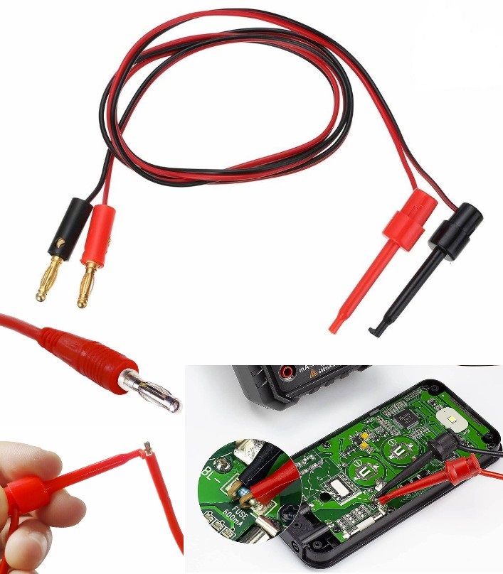 Multimeter 4mm Banana Plug To Test Hook Clip Test prob Lead Cable