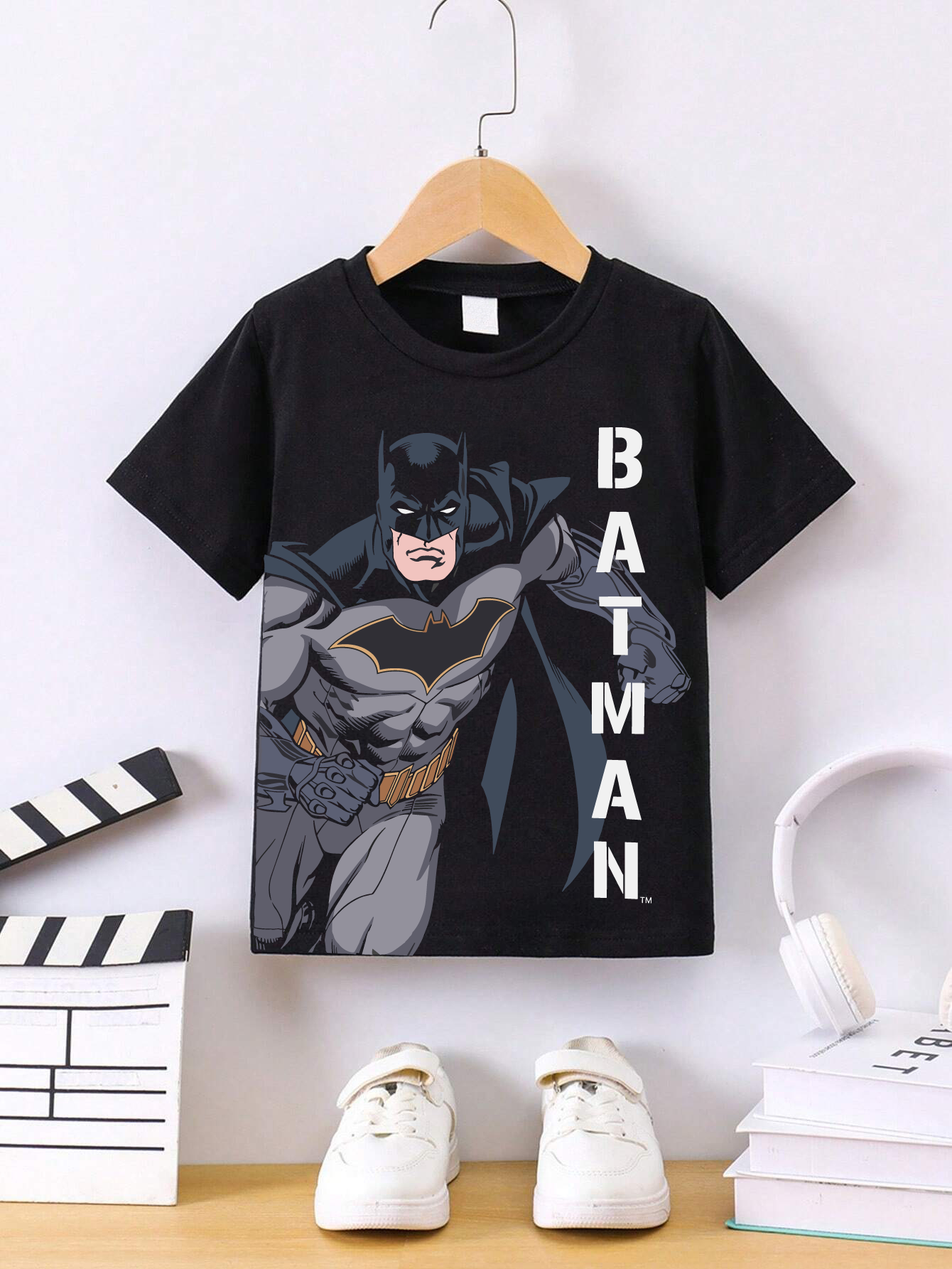 Black Batman  Printed Kids T-Shirt For Boys