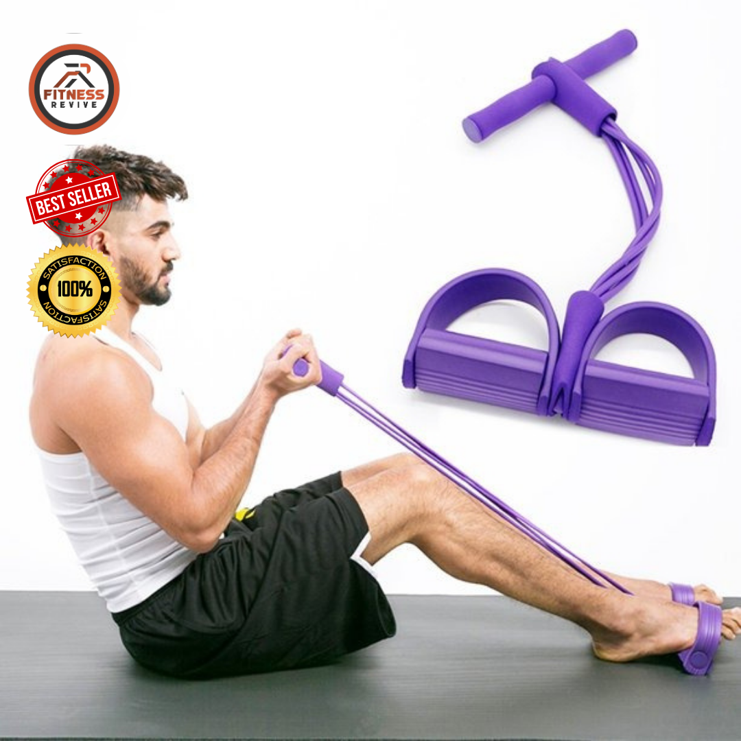 Tummy Trimmer Exercise – Heavy Duty Rubber Tube Dual Pull Resistance Pedal Exerciser for Abs, Core & Full Body Workout | Belly Fat Reducer for Home Gym | Non-Slip Foot Pedals (Pair)
