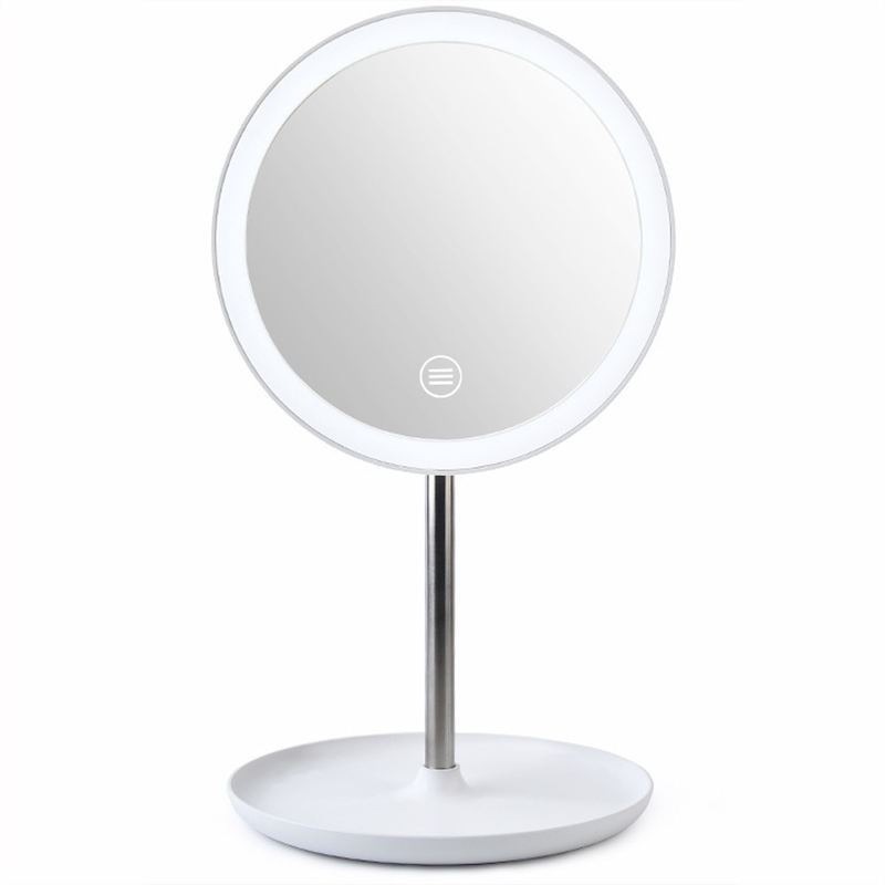 Portable LED Makeup Mirror With Light, Touch Sensor, Natural Daylight, Rechargeable Variant, 90° Rotating Vanity Mirror, Tabletop Vanity Mirror, Vanity Mirror With Light