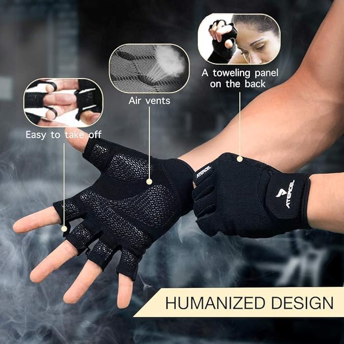 L Weight Lifting Gloves, Gym Gloves for Crossfit, Workout, Exercise Cycling, Training, Breathable and Snug fit, for Men and Women