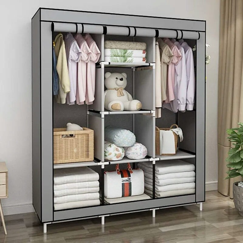 King Size Wardrobe 3 DOOR 2 Hanging Options Folding Cupboard