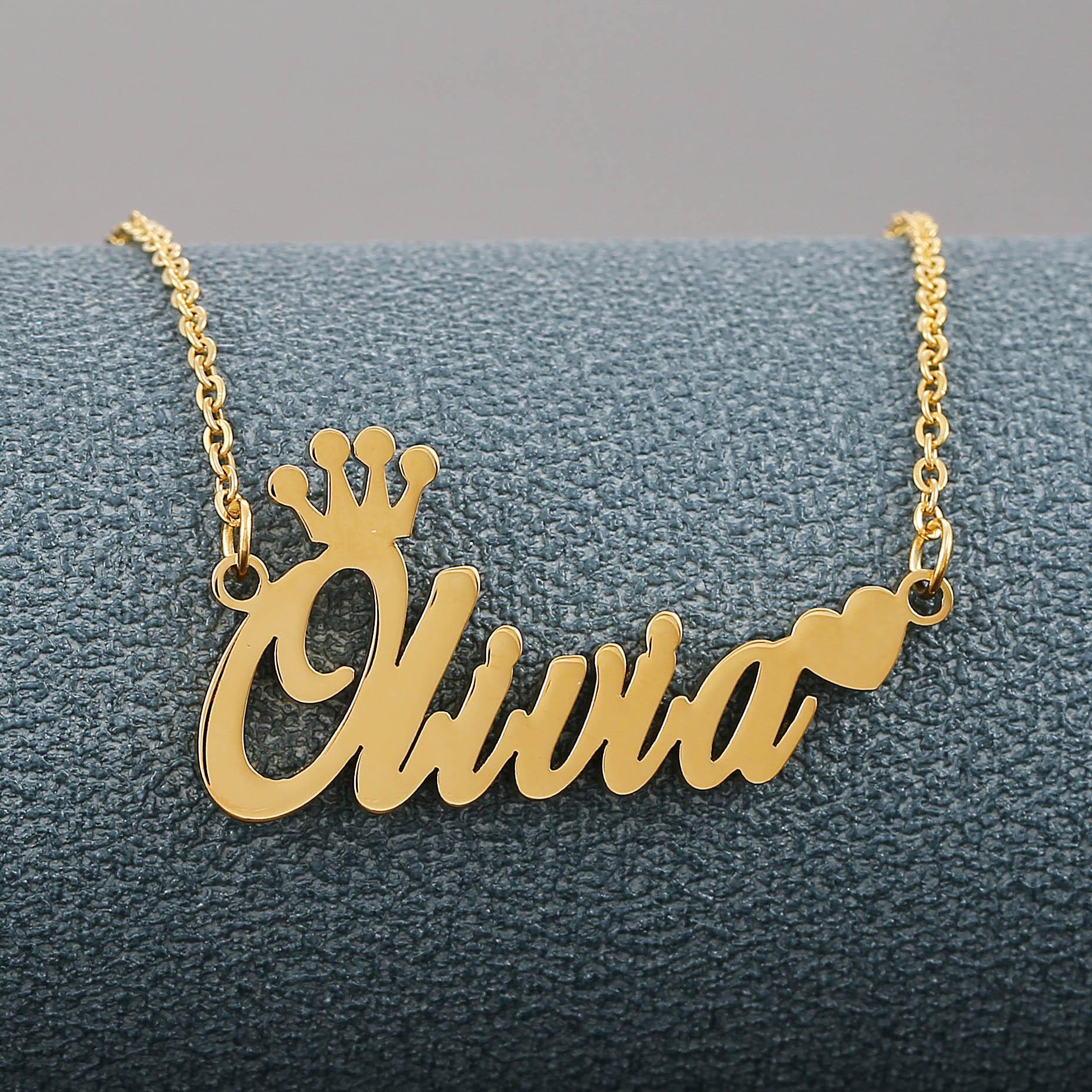 Crown Gold Plated Name Pendant 