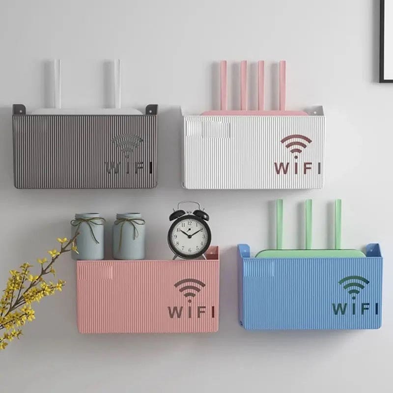 Wall Mounted WiFi Router Stand & Holder Wall Shelf | Wireless Storage Box & Decorative Cable Organizer | Wall-Mounted Modem Rack for Cord Management | Home Office Router Hider Shelf