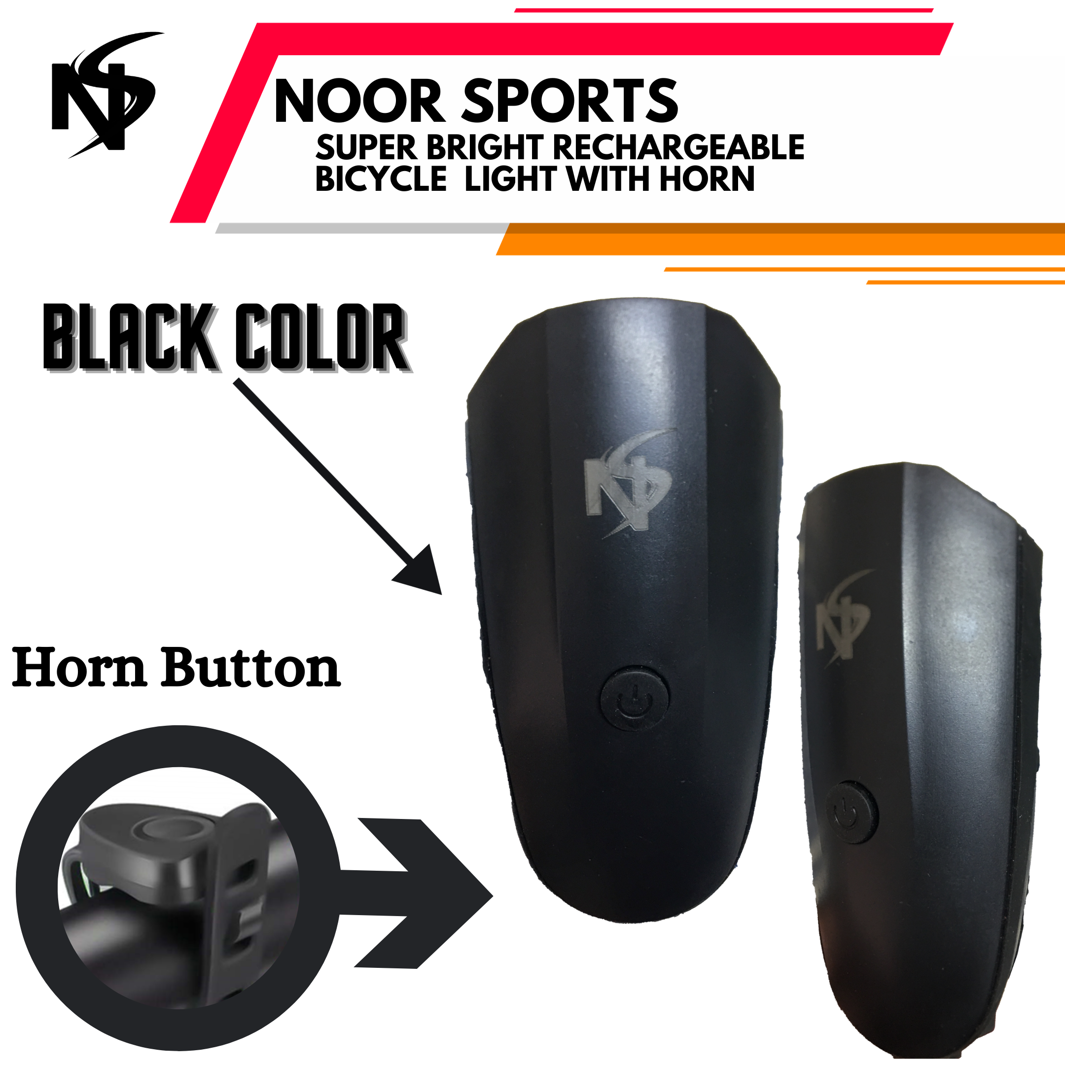 Noor's Super Bright Rechargeable Bike Bicycle Cycle light with Horn