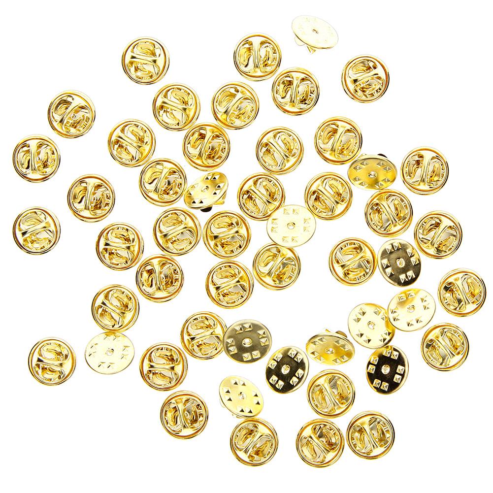 Pack of 50 Gold Silver Tie Tacks Blank Pins with Clutch Back 10mm Pad and  8mm Post