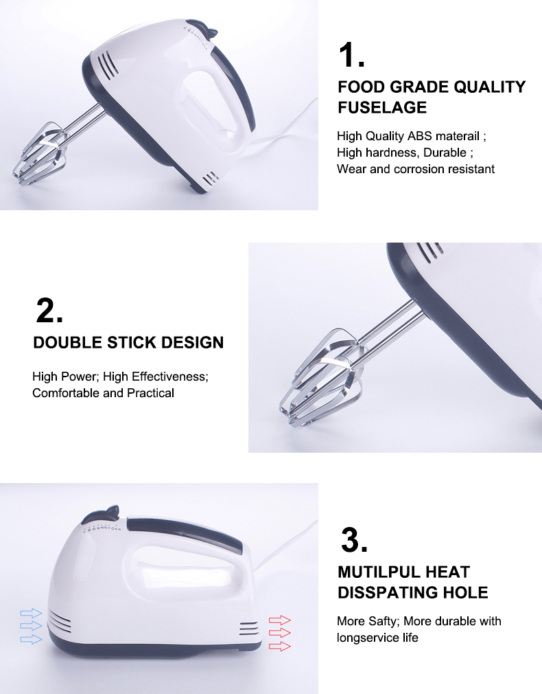 Electric Hand Mixer with 4 Pieces Stainless Blender, Egg Cake/Cream Mix, StandardEgg Beater