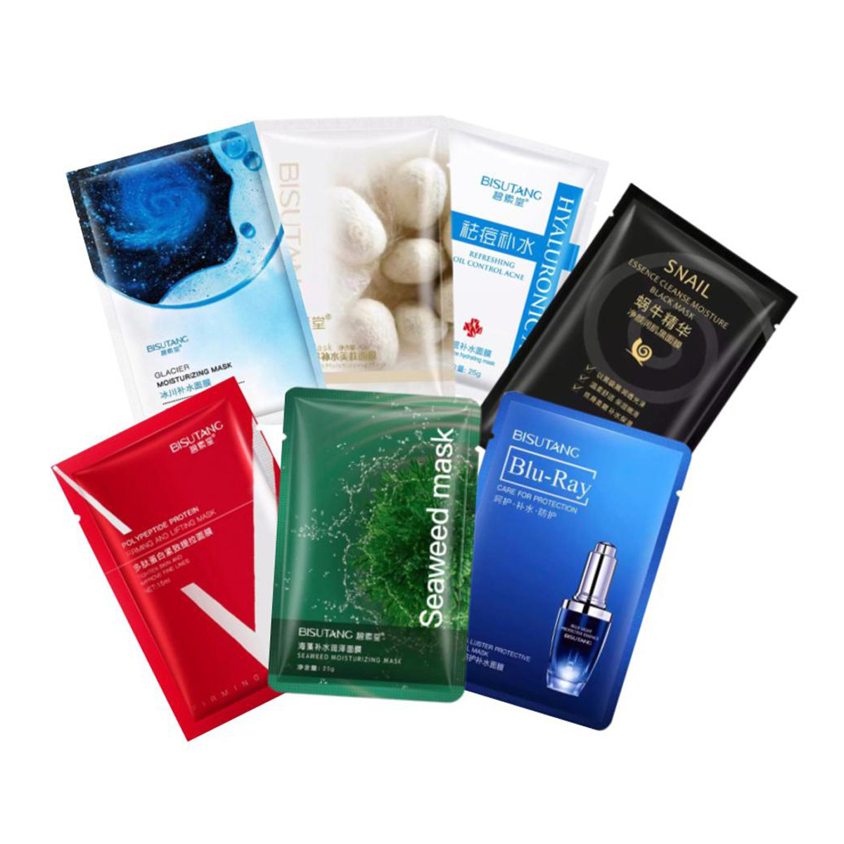 Korean Face Sheet Mask Pack, imported Facial Sheet mask, Natural Skin care, Anti Acne, Moisturizing mask, Skin Nourishing mask, Series 3 (7 Flavors)