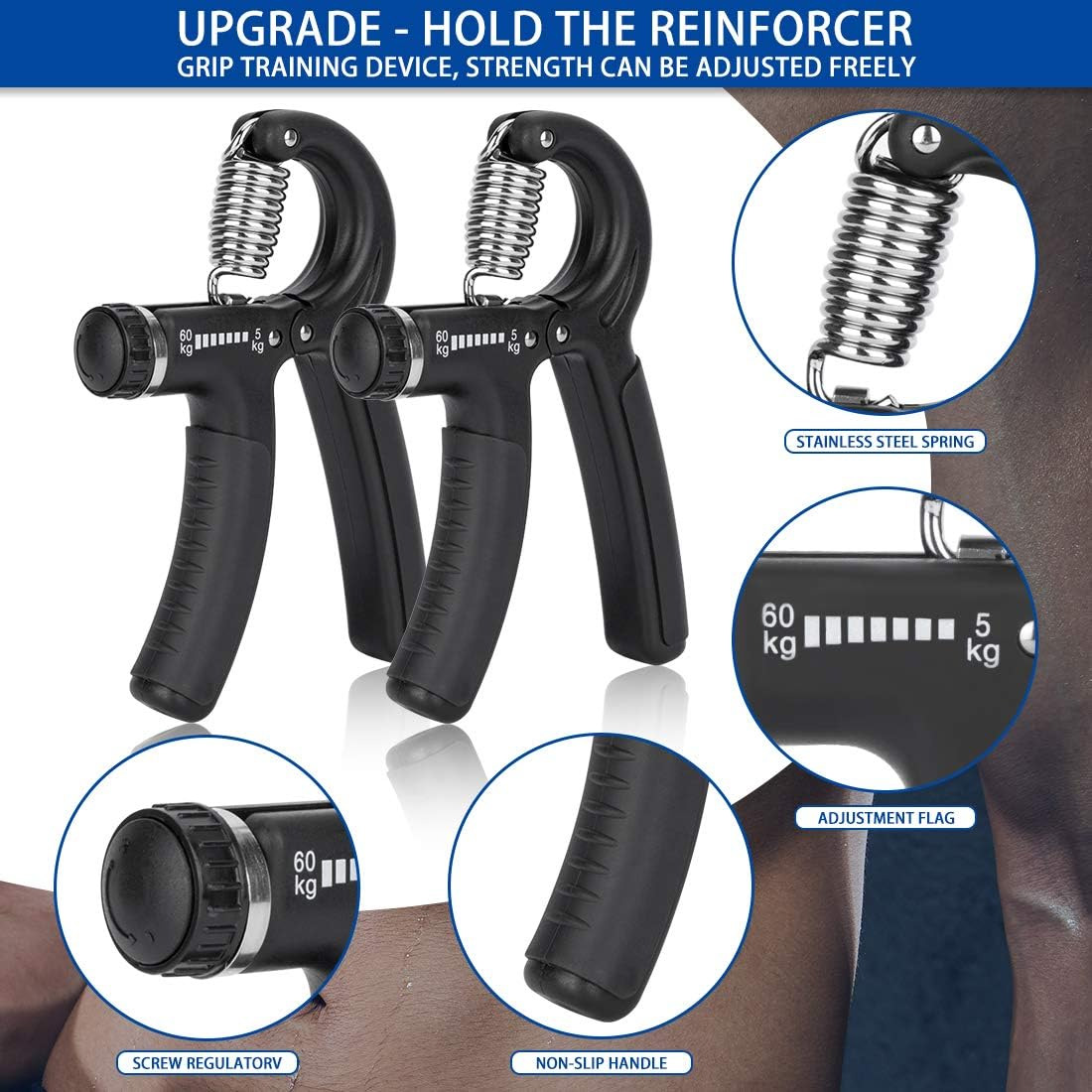SP Dealz Adjustable Hand Gripper with Counter 10KG–60KG – Professional Hand Grip Strengthener, Finger Exerciser & Power Gripper for Men & Women