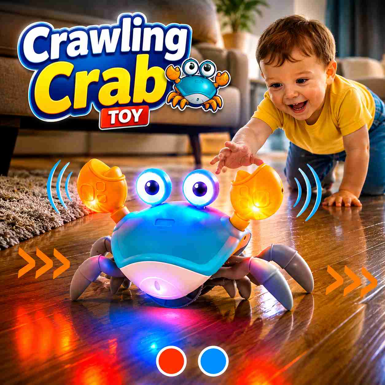 Crawling Crab Toy for Kids | Automatic Induction Escape Crab with Lights & Music | Interactive Walking Toy (QC-1Y)