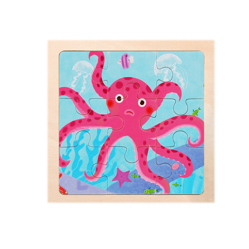 Montessori Wooden Picture Puzzles for Kids — 12 Colourful Animal Boards, 9-Piece Each for Hand-Eye & Problem Solving