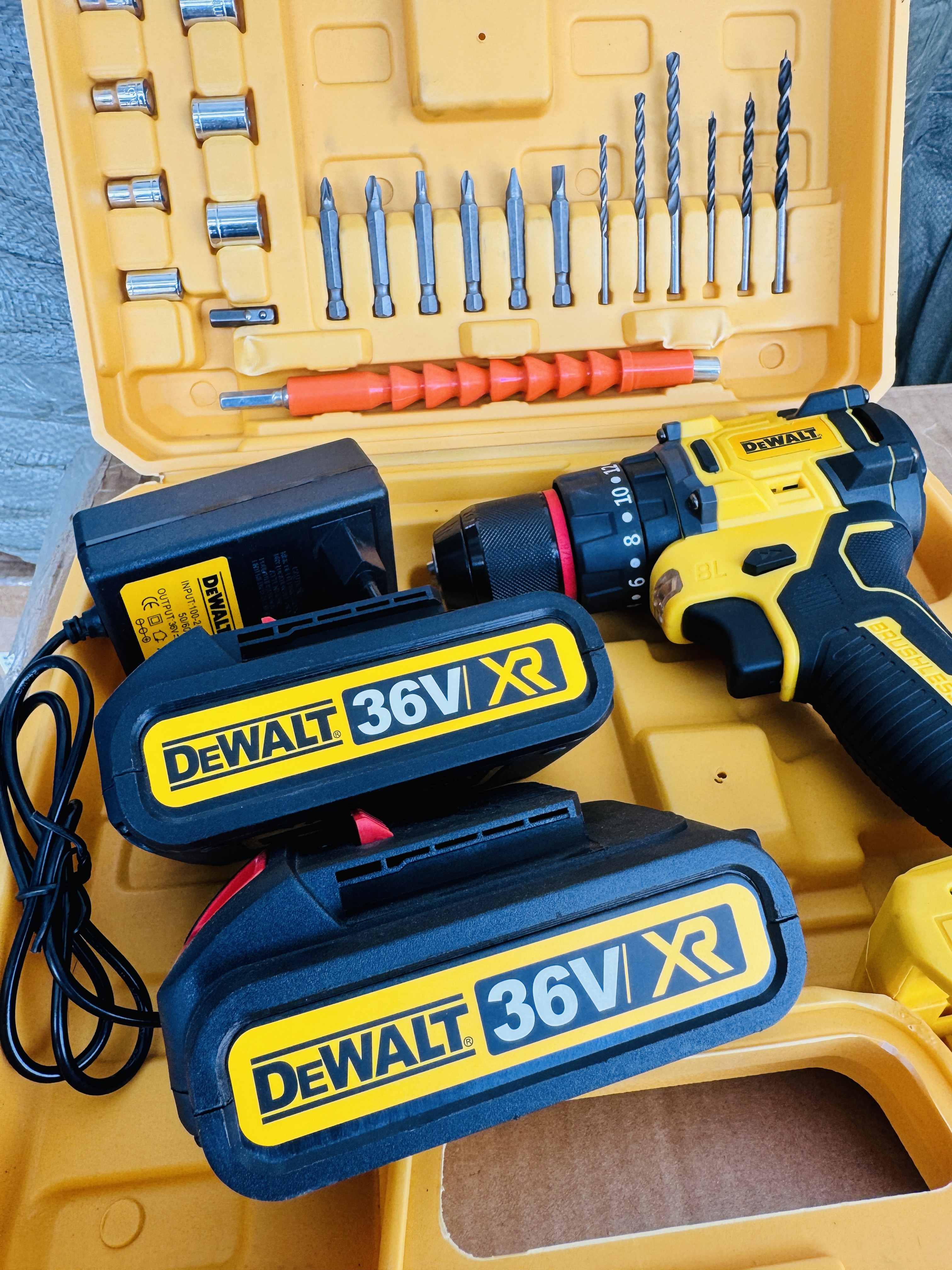 Imported 28 Pieces Drill Machine Comfortable Grip, High-Power, Drilling Machine tools With Reverse Function Slow Fast Speed Electric Screw Driver Function Electric Air Blower Tool kit Hand Tools With - Pure 100% Copper