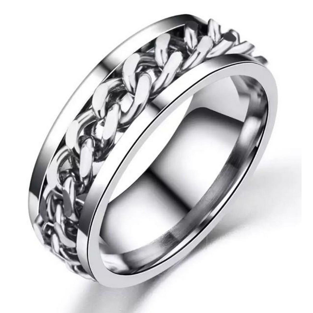 1PS/ VIRSL PLATIMIUM SPINNER RING FOR MENAND BOY -FASHION HIGH QUALITY (BLACK) SPPINER RINGS FOR MEN AND BOYS EID SpECIAL