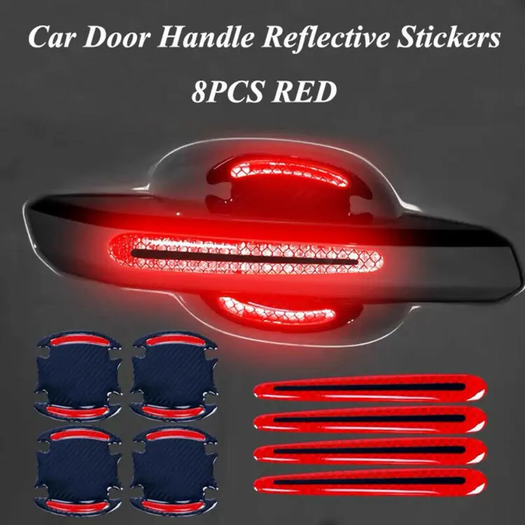 SL 8pcs Car Outside Wrist Door Handle Reflective Stickers