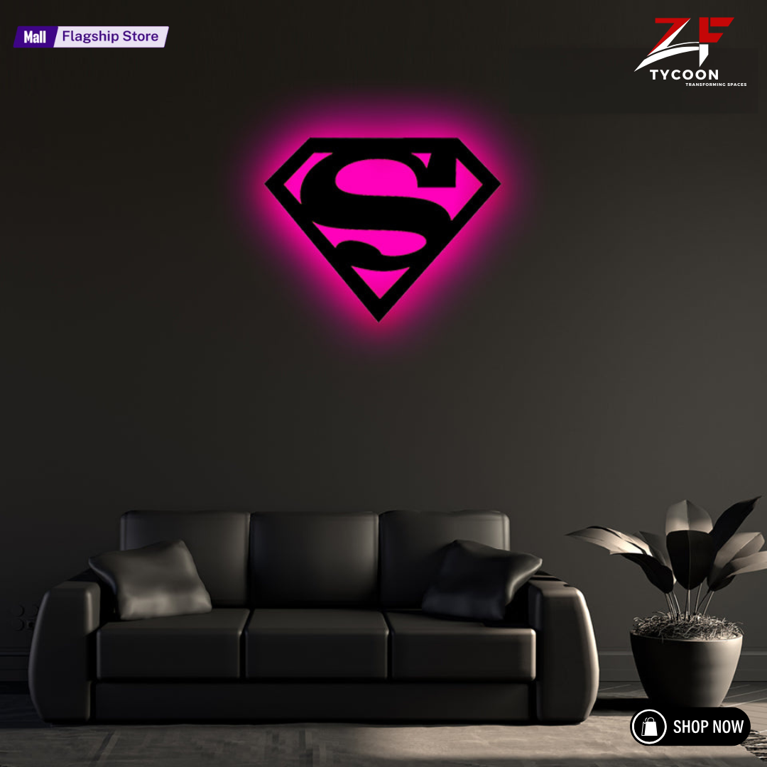 ZF Superman Lamp, Led Gaming Room, Wall Decor Night Lamp, for Gift, Kids Room, Gaming Setup, Gaming Room, Man Cave,Led Lamp,Decore