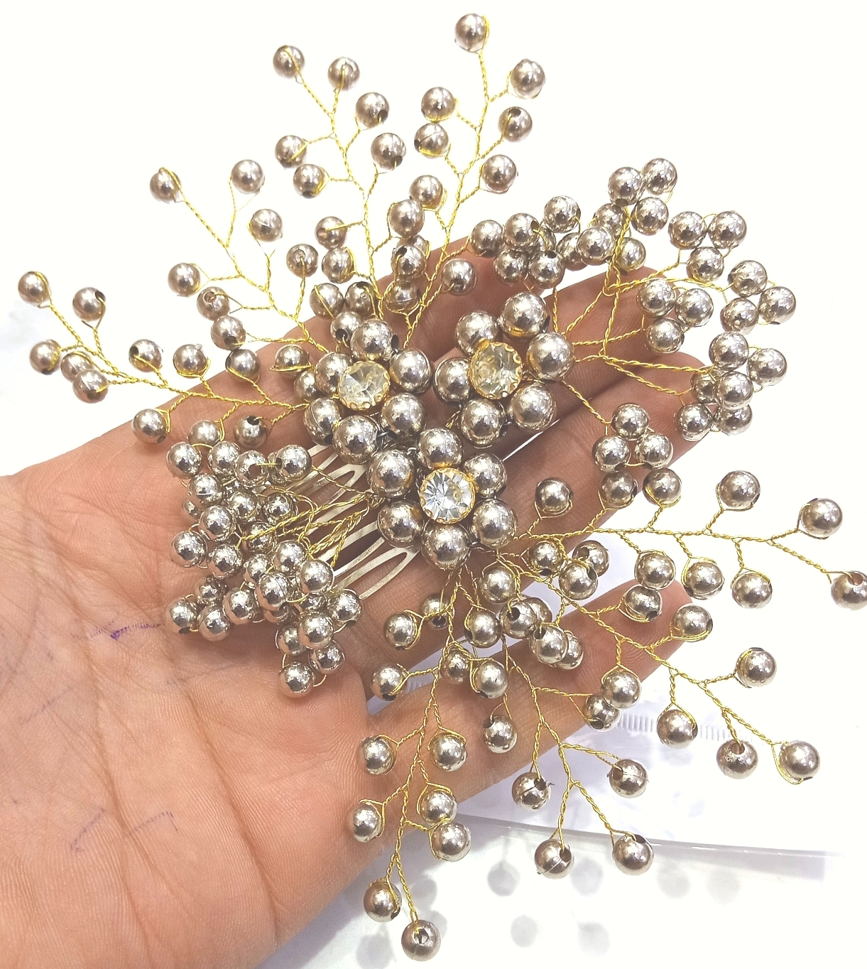 New Fashion Handmade Crystal Pearl Wedding Hair Accessories Tiara Headband & Comb - Simulated Pearl Bridal Hair Jewelry