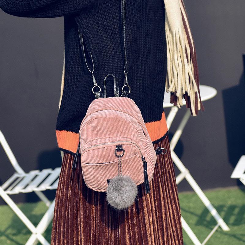 AmartD New Fashion Corduroy Stripe WomenBackpack Girs Shcool Bag for College Students Shoulder