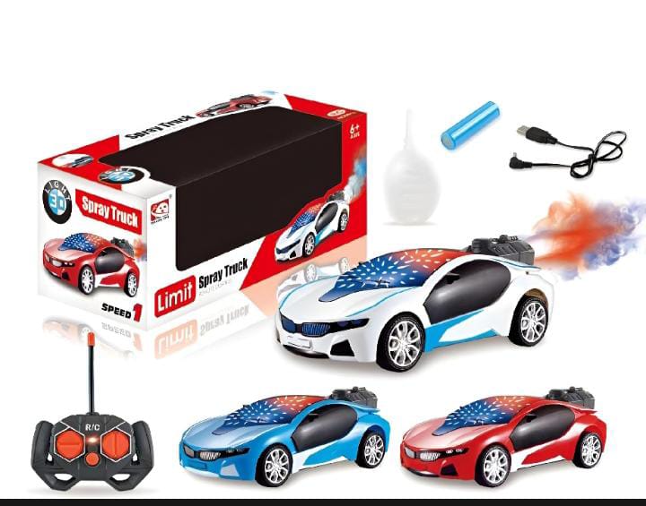 Children's Remote Control Speed Racing Limit Spray Car Rc Water Smoke 3D Lighting Rechargeable Car 1:22 Scale BMW Model Rc Smoke Spray car 2.4G radio Control Amazing Gifting toy For Boys and Girls /
