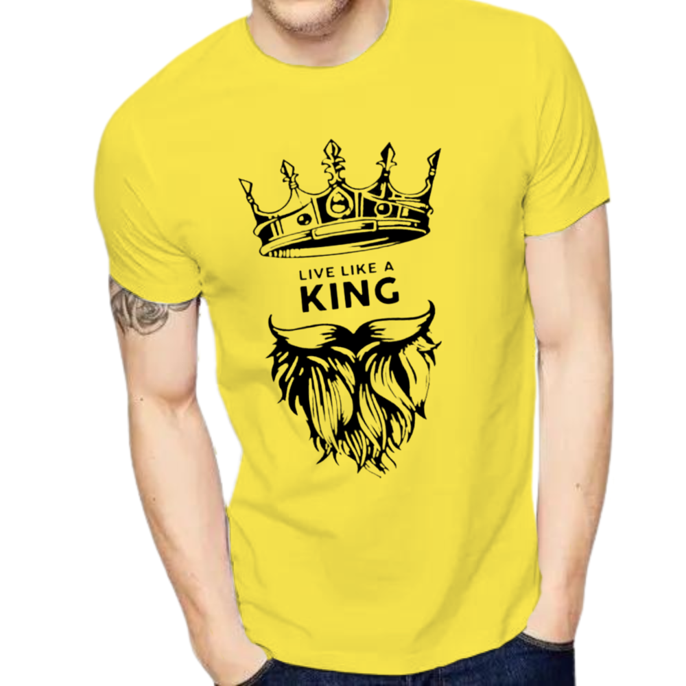 FashionPoint - Live Like A King Printed styles Amazing Summer Collection Smart Fit Trendy Casual O-Neck Half Sleeves T Shirt For Men