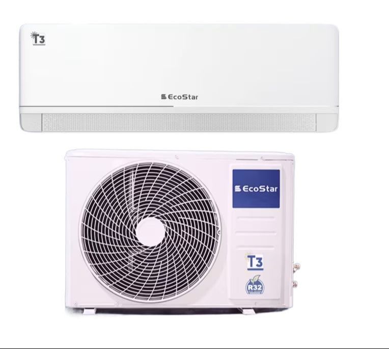 EcoStar ES-12NV02W T3 Prime 1 Ton Inverter Split AC T3 Compressor Heat & Cool Solar Compatible Auto Cleaning 4D Airflow R32 White
