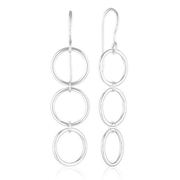 4 Loops Thick Chain Metallic Pendant Punk Golden Silver Plated Dangle Earrings Drop Earrings