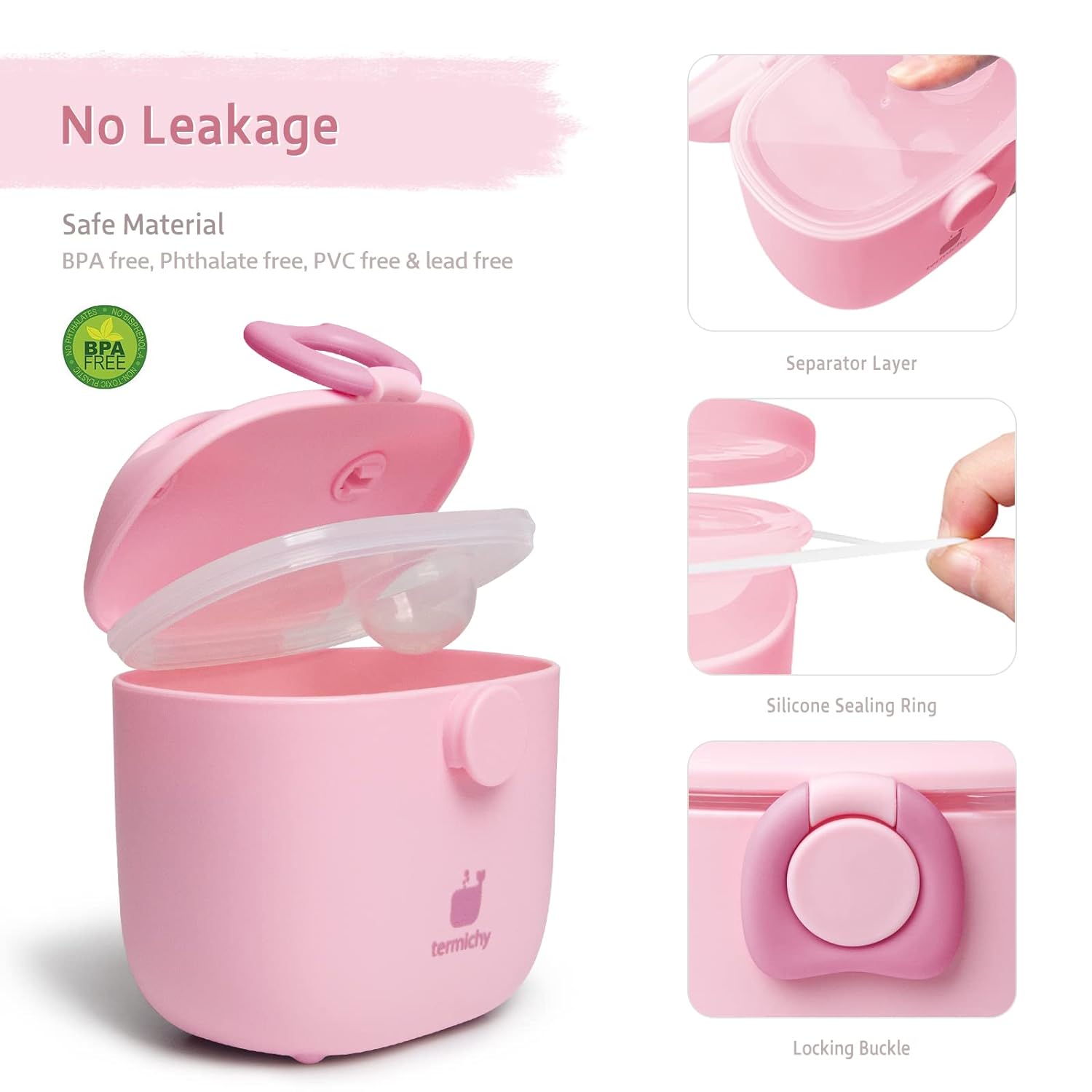 Baby Formula Dispenser, Portable Milk Powder Dispenser Container with Carry Handle and Scoop for Travel Outdoor Activities with Baby Infant