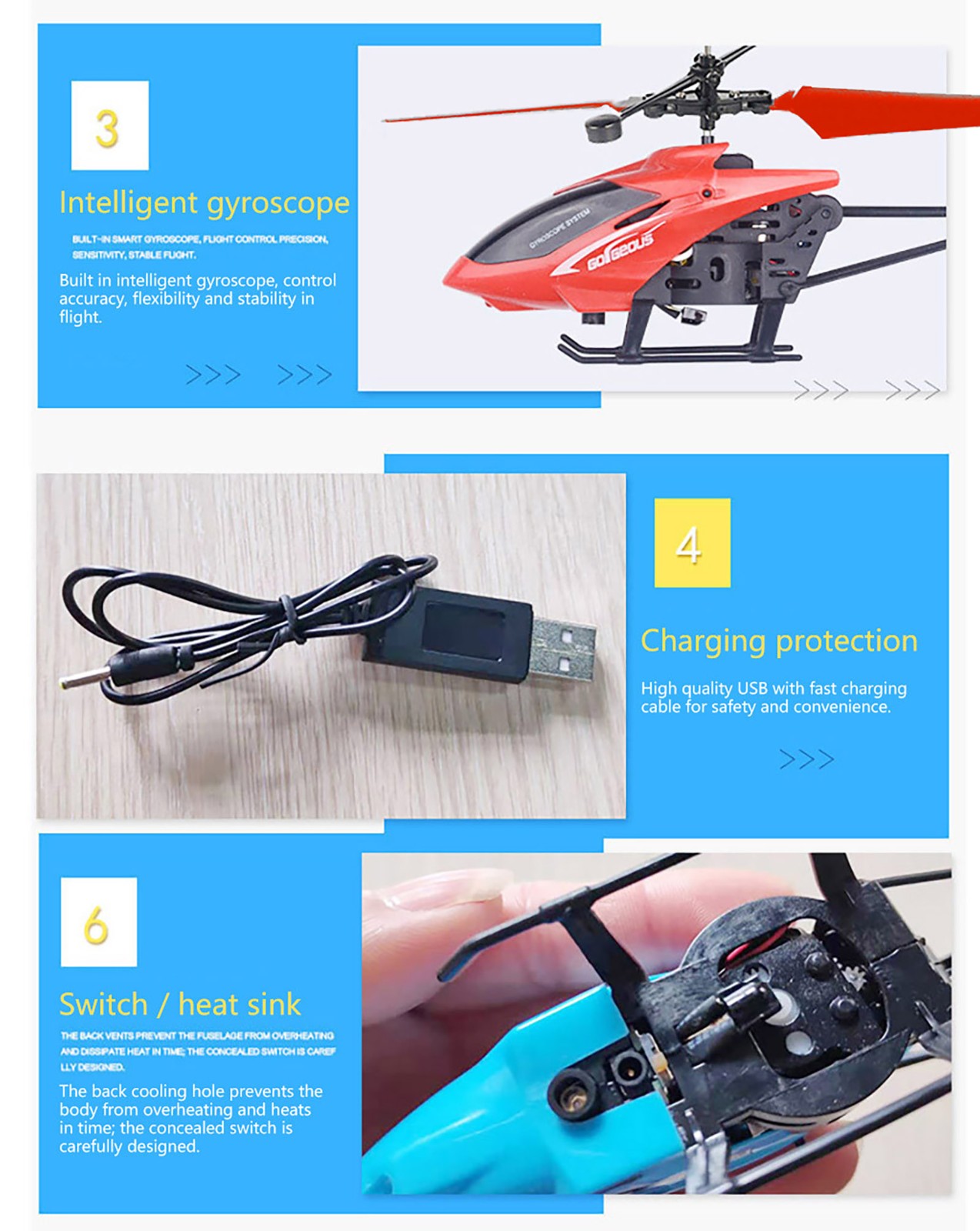 RC 3D Flight Rechargeable Dual Mode Induction Helicopter Kids Toy Gift for Kid