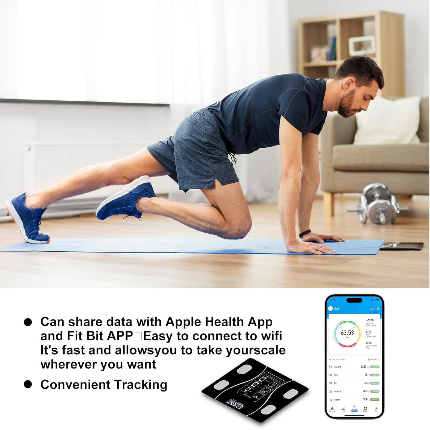 Upto 180kg Bluetooth Weight Machine With App - Smart Digital Body Weight Scale With Bluetooth Weighing Scale App & LED Digital Display - Accurate Body Fat & BMI Measurement Through App - Weighing Machine & Weighing Scale For Household Use