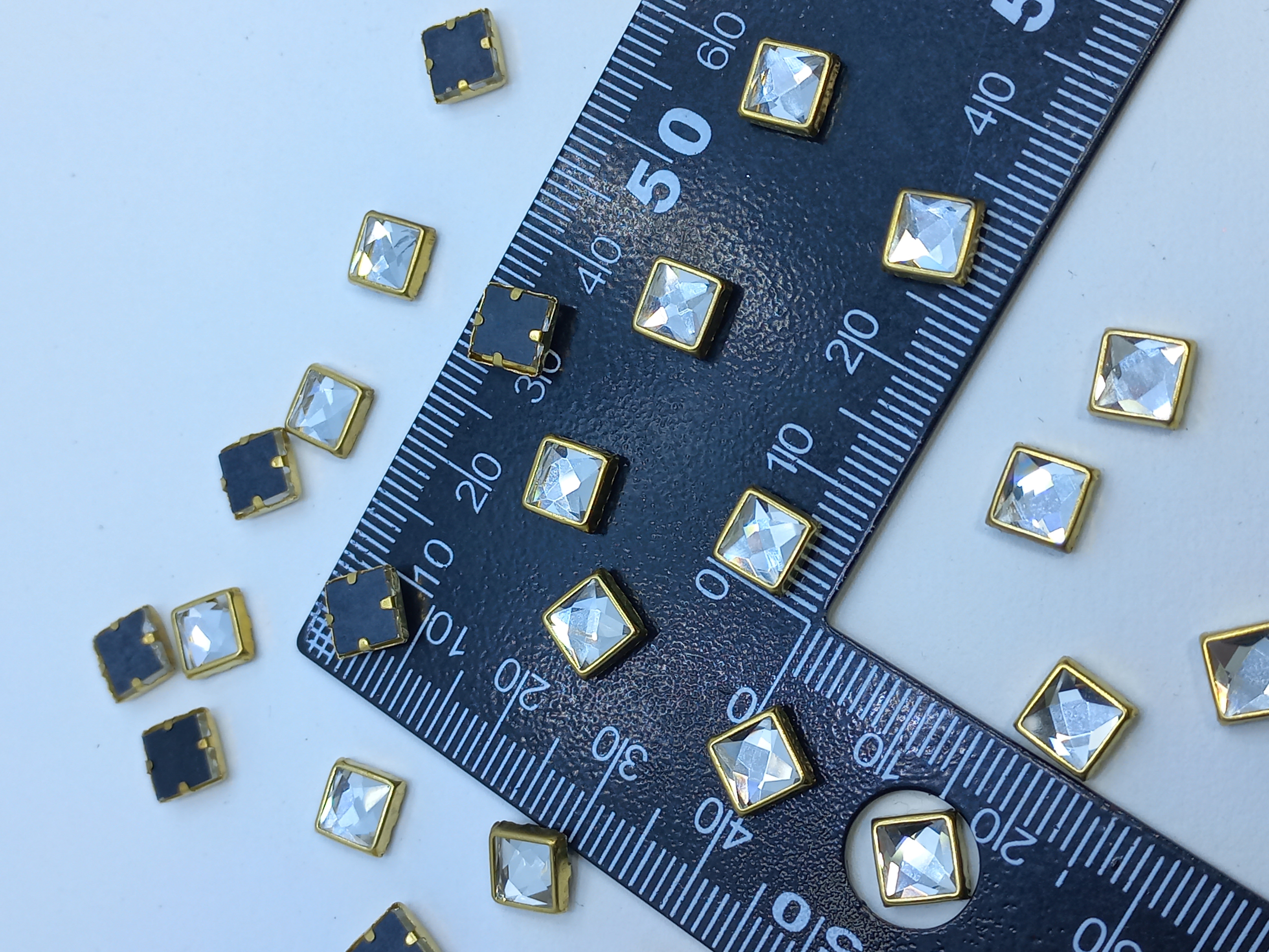 Metal Kundan Stone Square Beads – 50pcs DIY Jewelry & Craft Findings