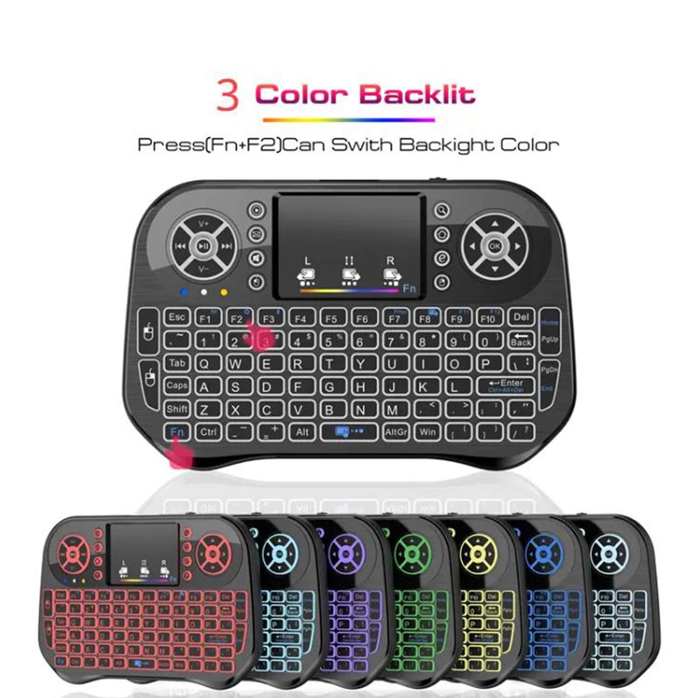 【Rechargeable】 RGB Mini 2.4GHz Wireless + Bluetooth Keyboard (Dual Mode) Support Air Touchpad Mouse Compatible with Android TV Box, Smart TV, PC, Mobile Phone, With USB Dongle by Al-Buraq Tech Zone