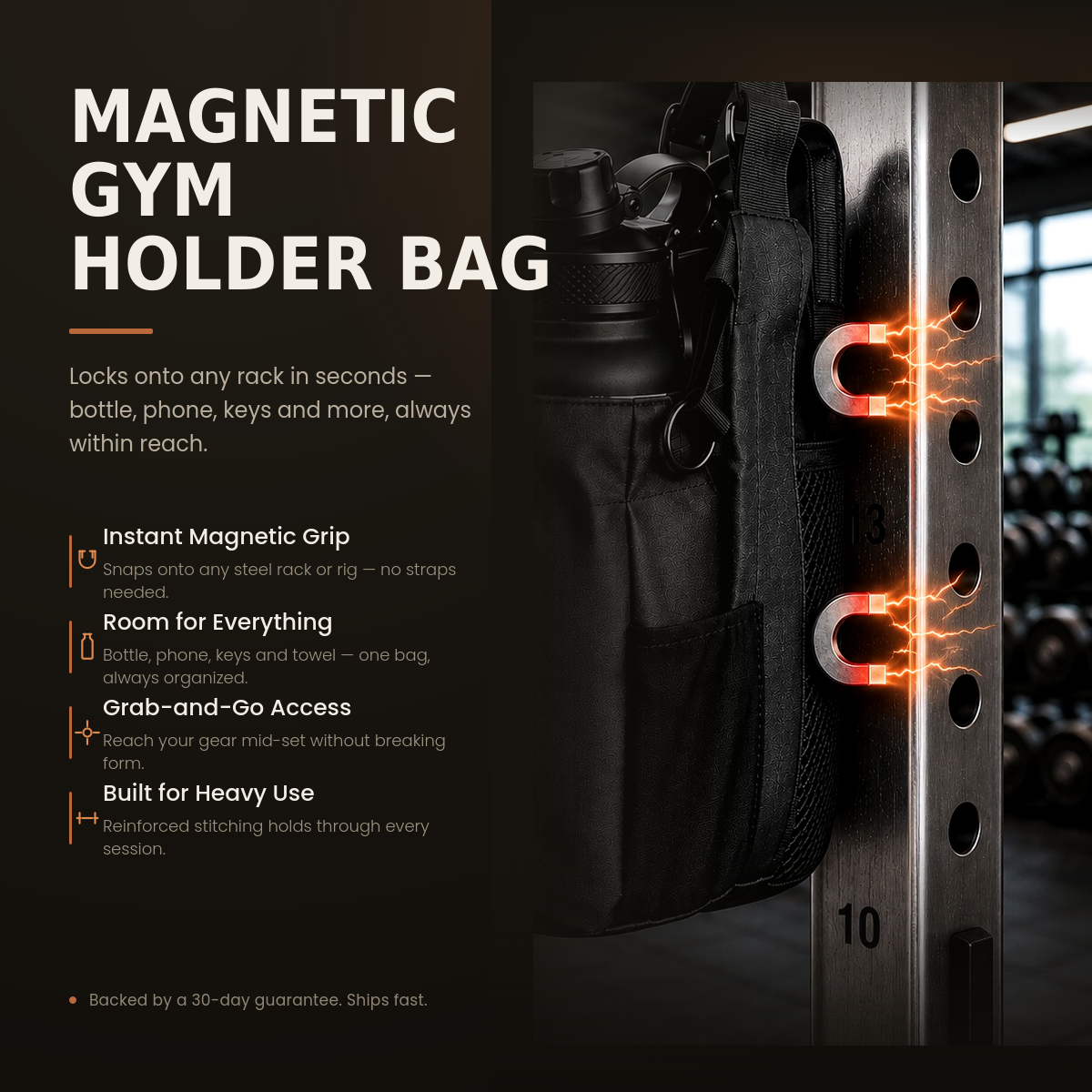 Magnetic Gym Bag | Portable Fitness & Travel Essential for Men & Women | Strong Hold Magnet Workout Organizer Pouch | Water-Resistant Crossbody Sports Sling | No More Dirty Gym Floors Pakistan