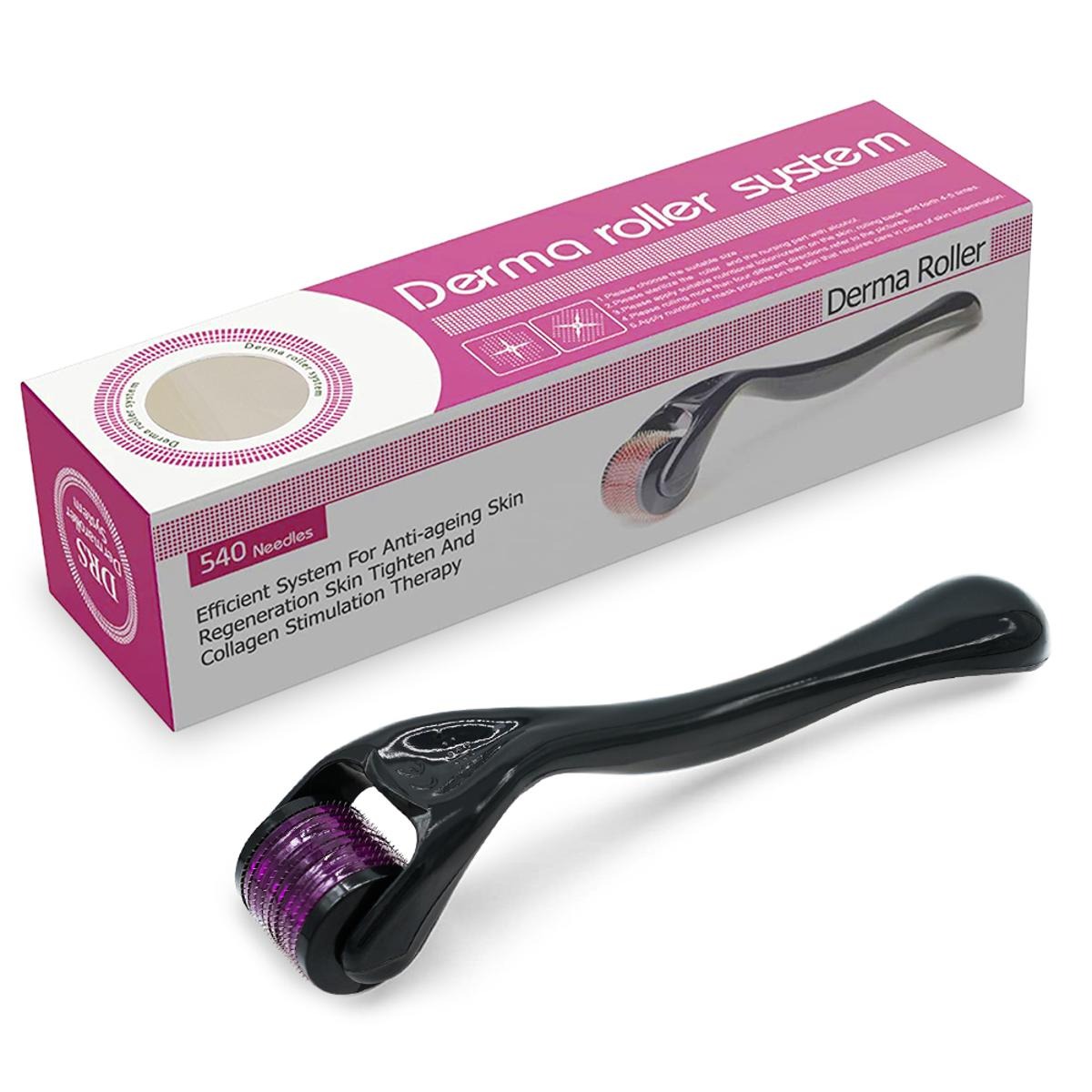 Derma Roller 0.5mm 540 Micro Needles for Hair Growth & Facial Skin Therapy | Anti-Aging, Acne Scars Removal, Wrinkle Repair Skin Care Tool for Men & Women