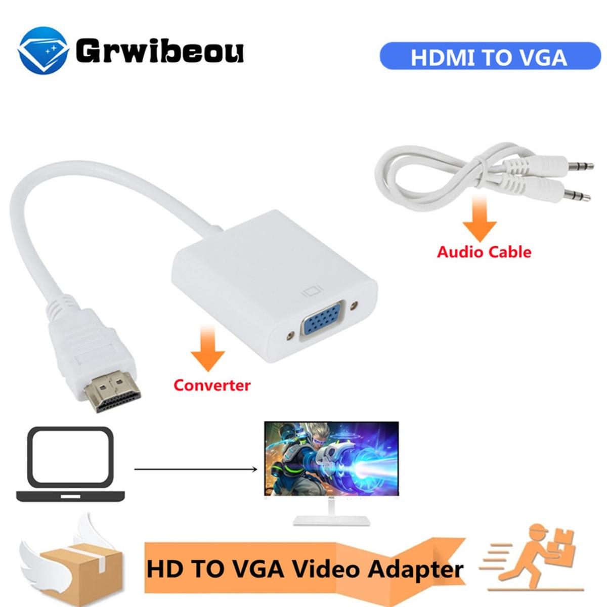 HDMI to VGA Converter with Audio Cable High-Speed Adapter for Video Display Universal Compatibility