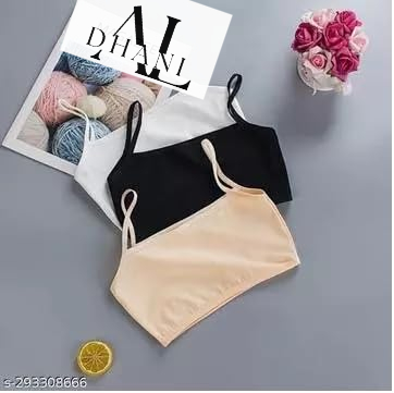 Crop top/Inner Slip - Black, White, Skin (Pack of 3) Elevate comfort and style with our Girls Beginners Sports Bra/Crop top/Inner Slip combo pack