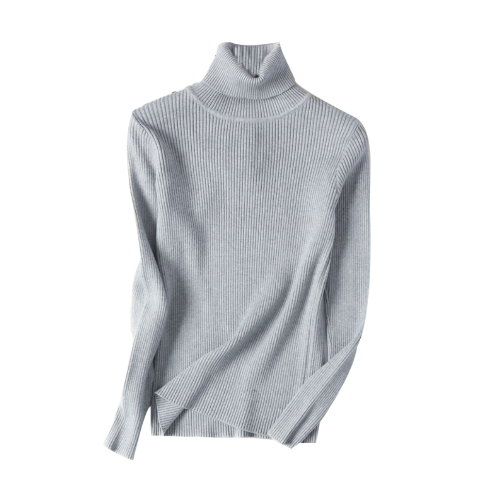 Men's High-Neck Turtleneck Sweater with Long Sleeves and Ribbed Texture