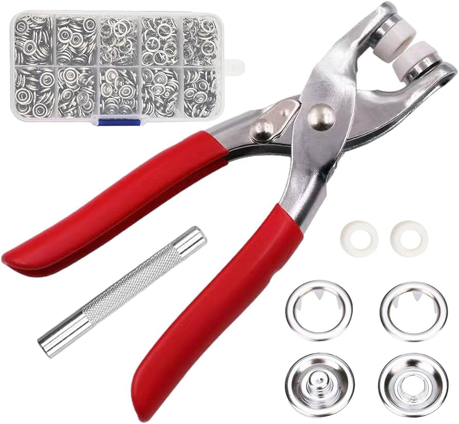 Tich button metal with lock snap buttons press plier 9.5mm metal sets snap fasteners kit tool, metal swing prong ring buttons clip plier Diy button punch tool for baby clothes abaya ring metal button presser machine sewing tool
