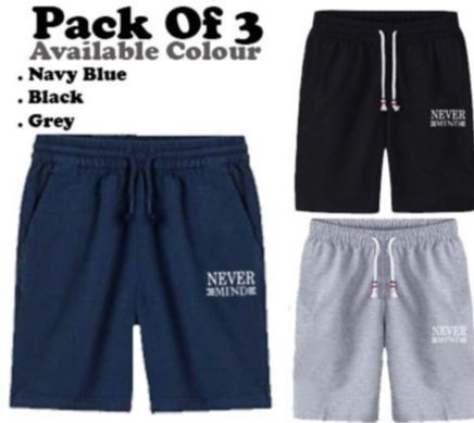 Pack Of 3 - Summer Cotton Shorts For Men - (With Two Side Pockets Only)
