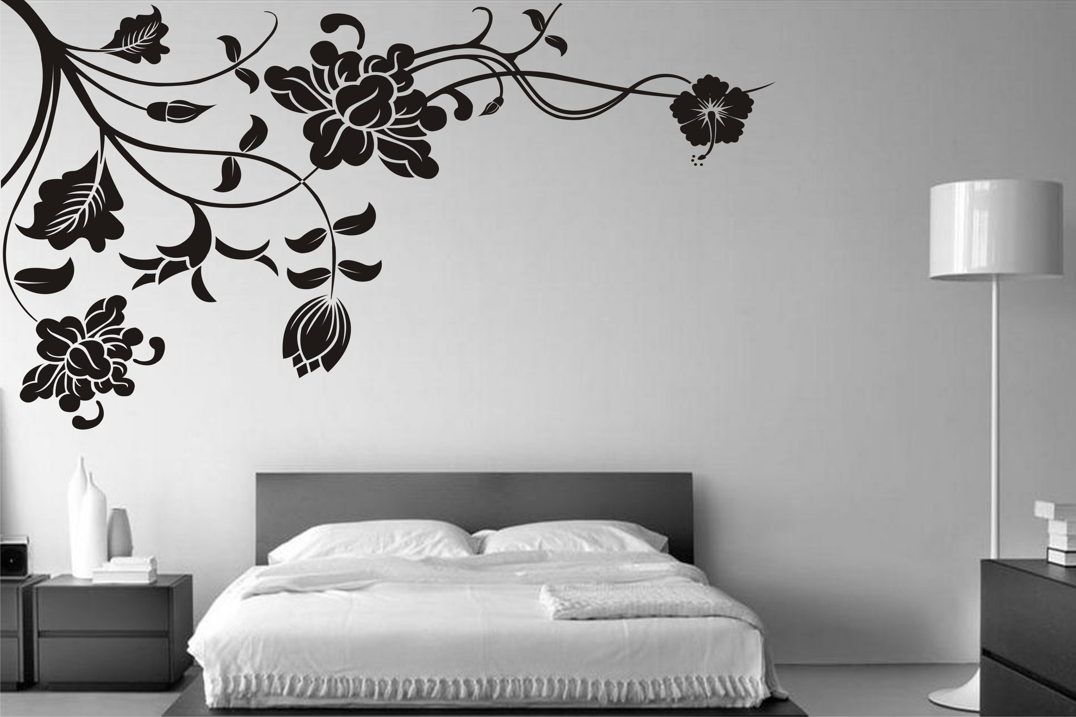 Size : 2 X 1.2 Feet- Floral Corner Flowers Pattern Style Designed Wall  Sticker For Room, Shop , Home and Decor Lovers - Black Color | Daraz.pk