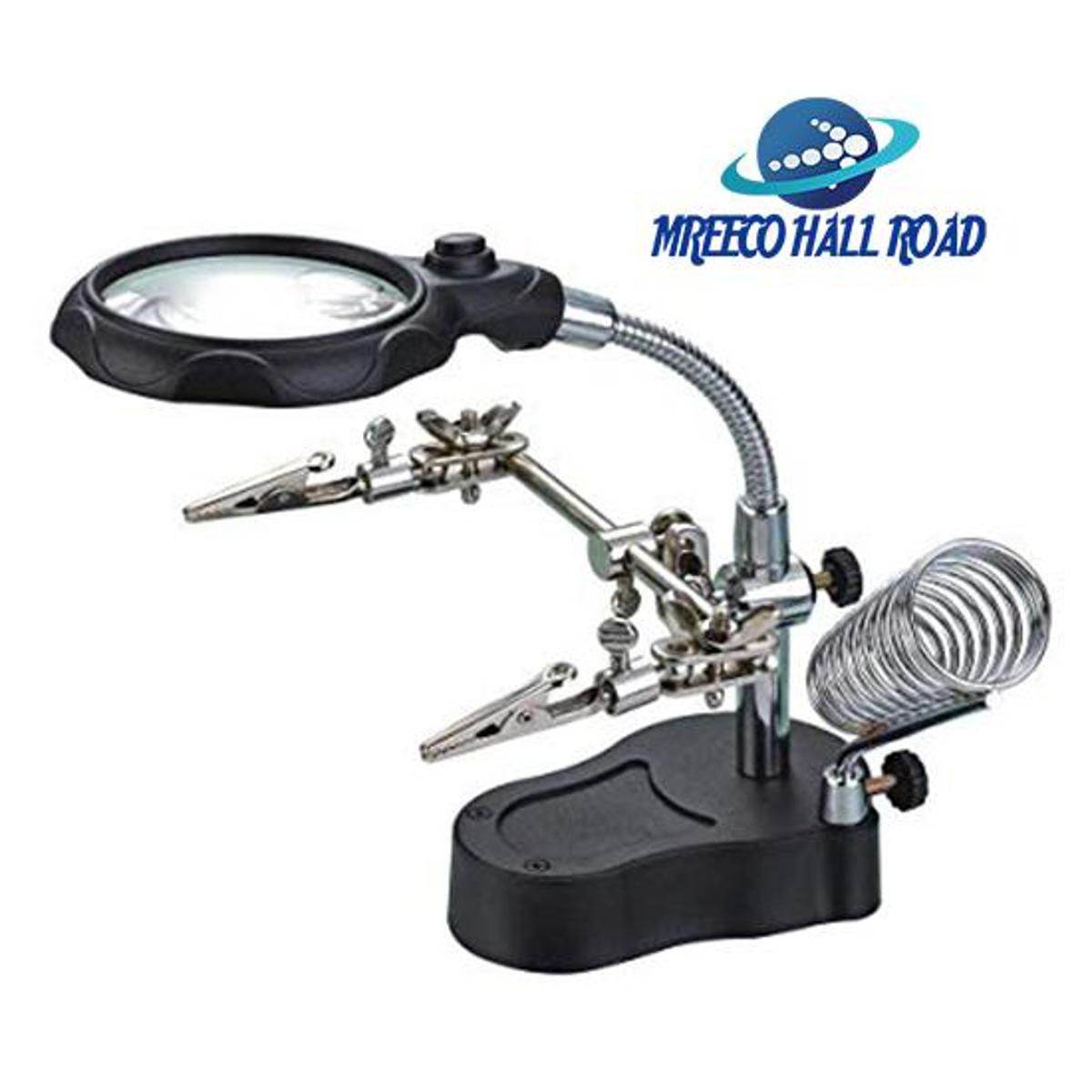 3.5X 12X Helping Hand Clip LED Light Magnifier Soldering Iron Stand