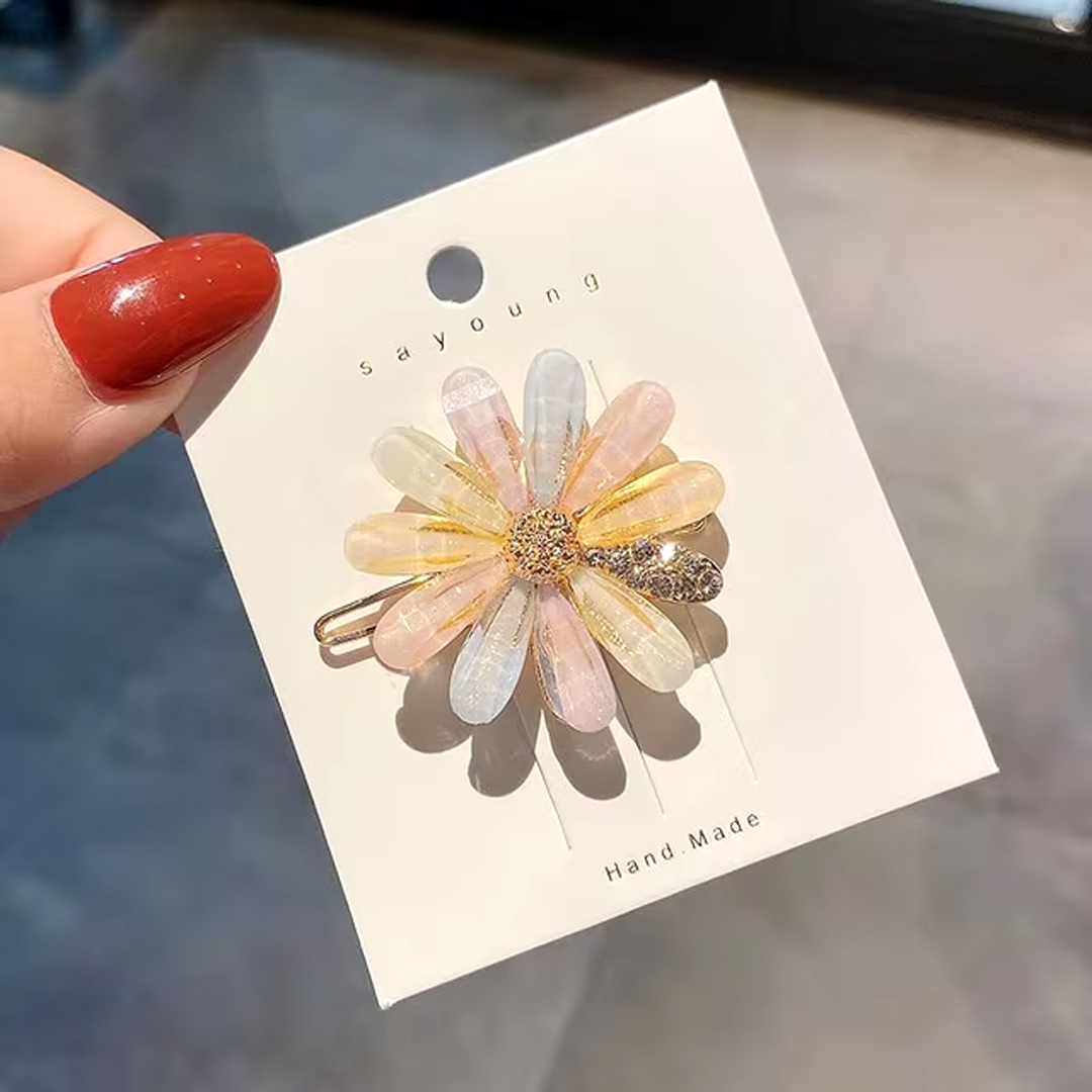 Korean Luxury Metal Hair Clips Barrettes Pins for Girls Women Kids Geometric Shape Metal Fancy Bling Pearl Resin Acrylic Flower Design Hair Clips, Water Drill Hairpin Metal Hair Clips Barrettes Pins Marble Alligator Hair Clip Daisy Headwear