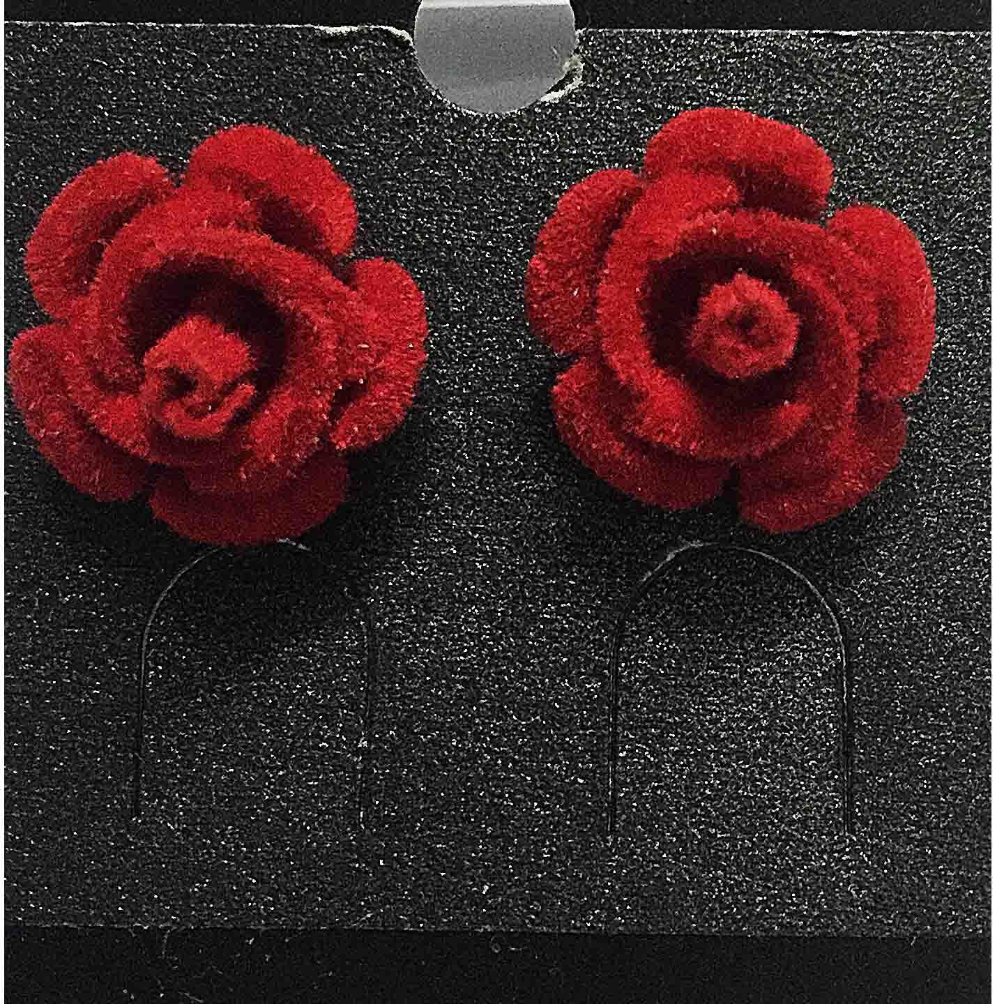 Stud earrings-rose tops-red rose- flower earrings-flower stud