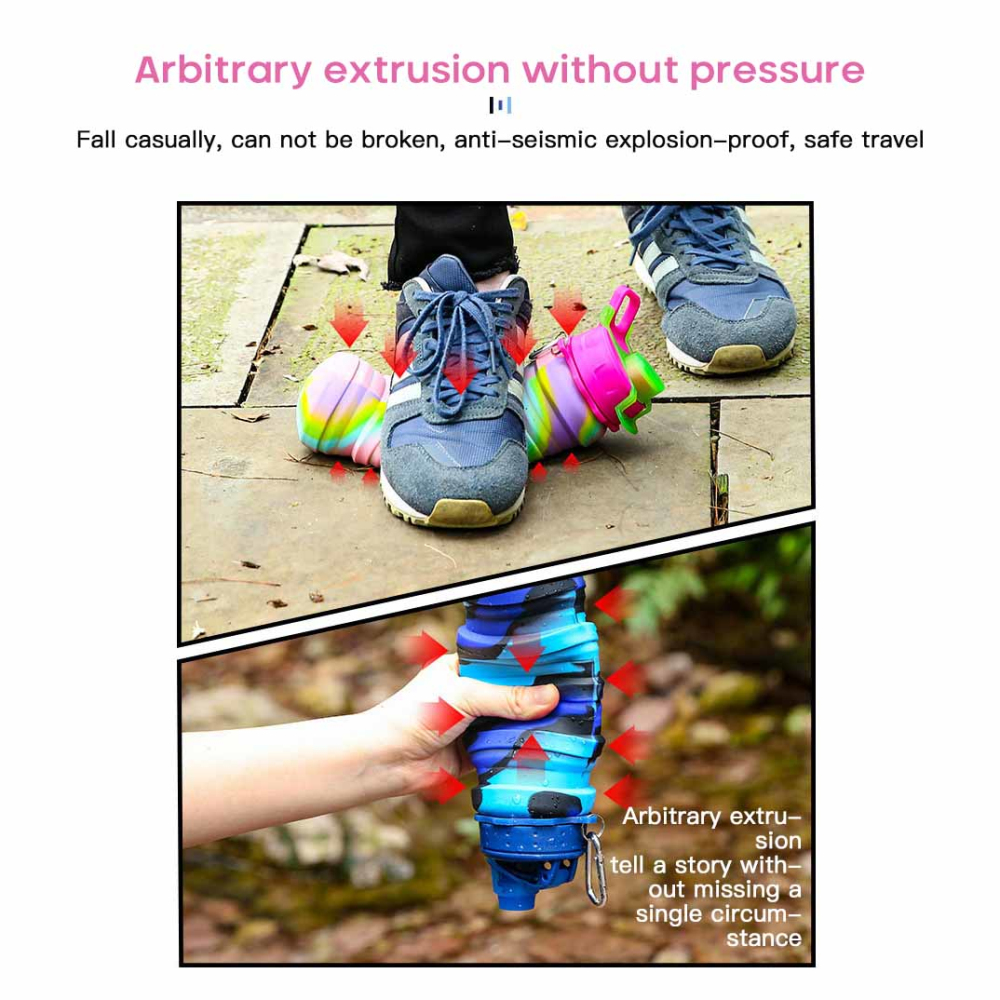 Bicycle Foldable Water Bottle Leakproof Cycling Water Drink Bottle Creative Telescopic Portable Outdoor Drinkware Bottle 1-Pcs